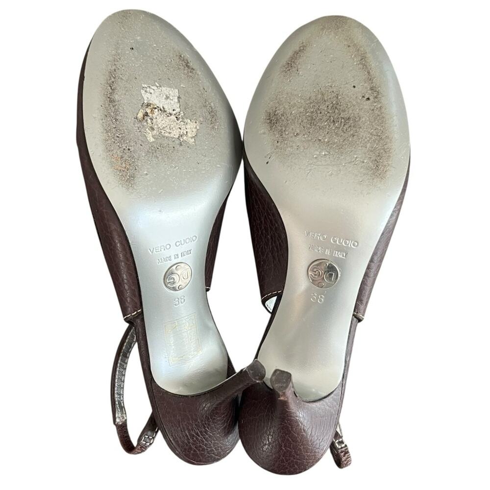 Dolce & Gabbana Women’s Vintage Y2K Brown Round Toe Silver Logo Pump Heels 38 - Picture 8 of 11